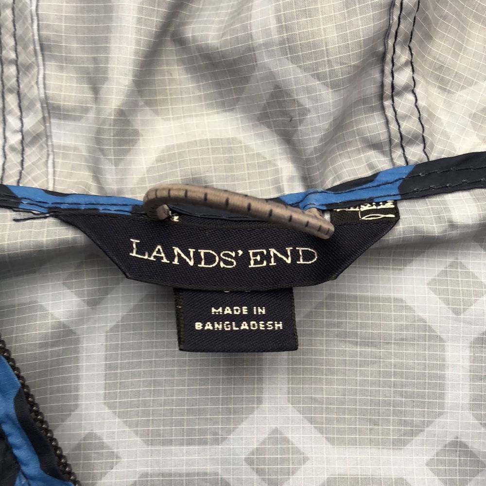 Lands’ End Packable Rain Jacket, Blue Pattern, Li… - image 4